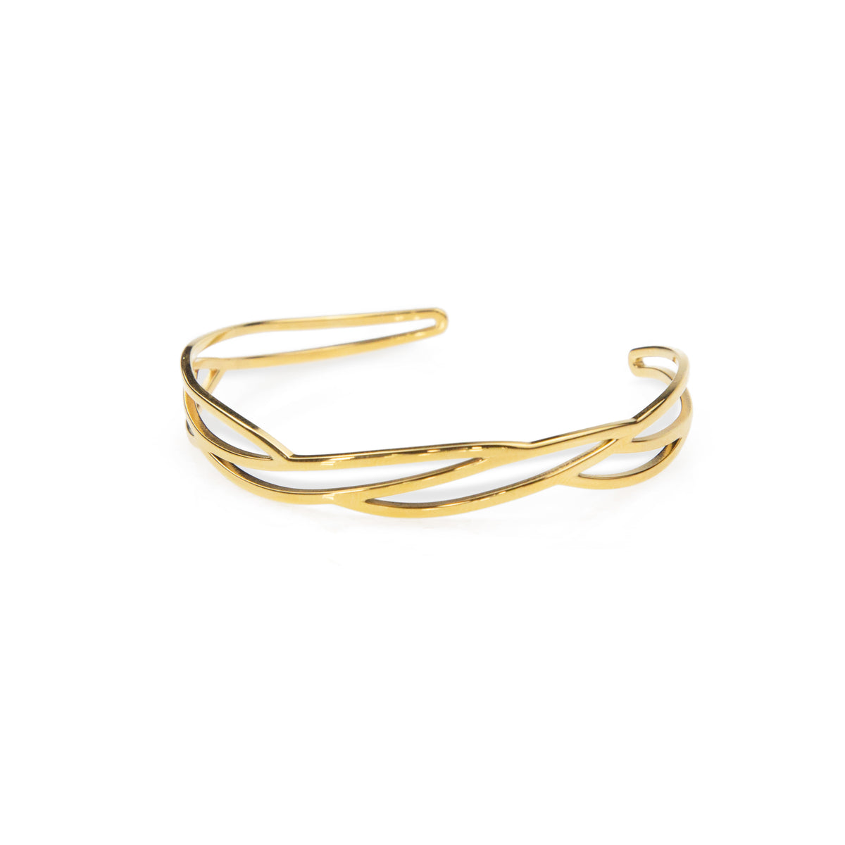 Gold bracelet on a white background