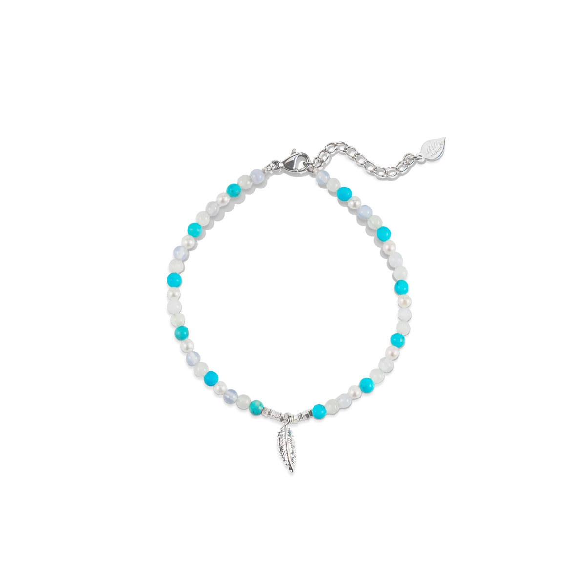 Feathers of Freedom Bracelet Blue Beaded
