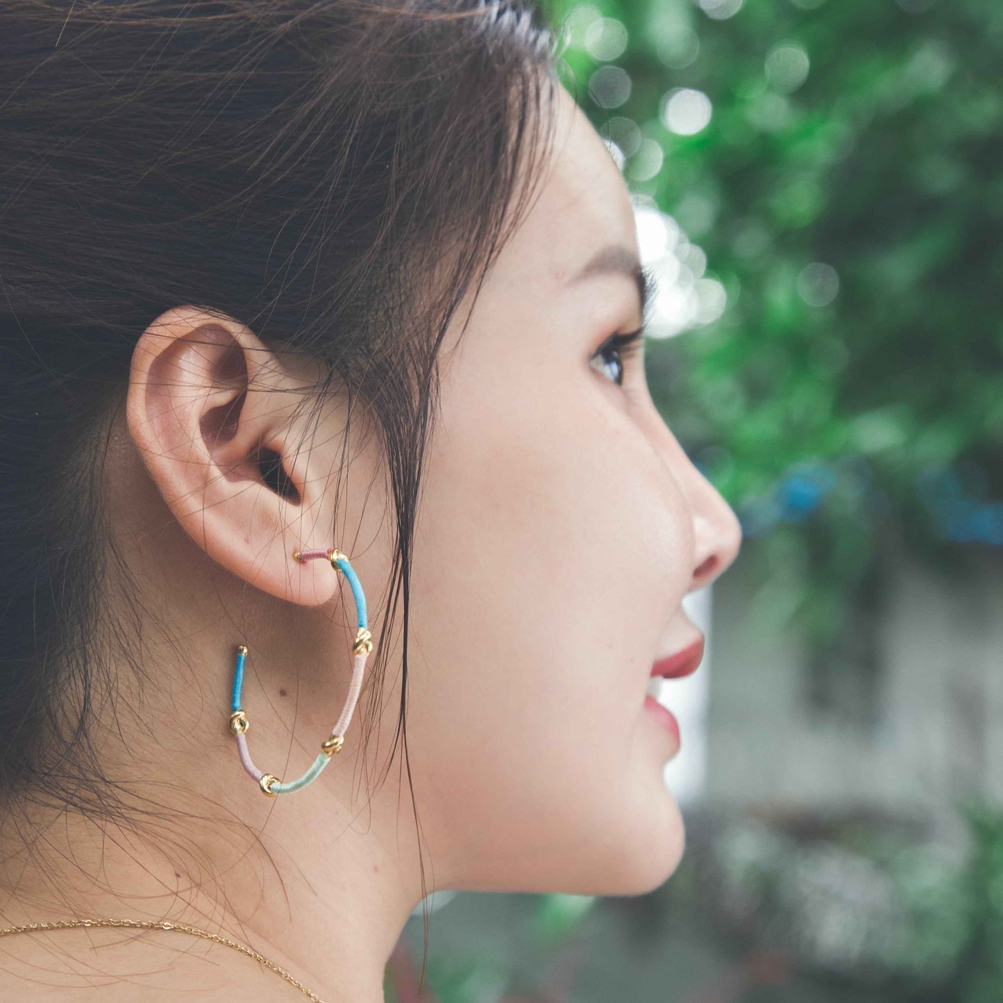 Knots for Freedom Hoop Earrings Thread Wrapped