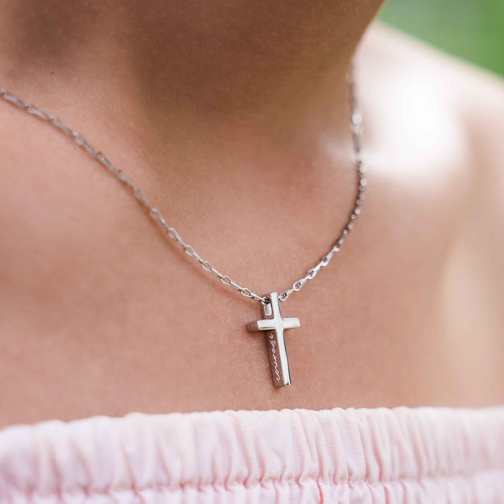 Great Courage Cross Necklace Silver