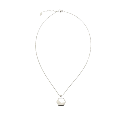 Necklace with a geometric pendant on a white background