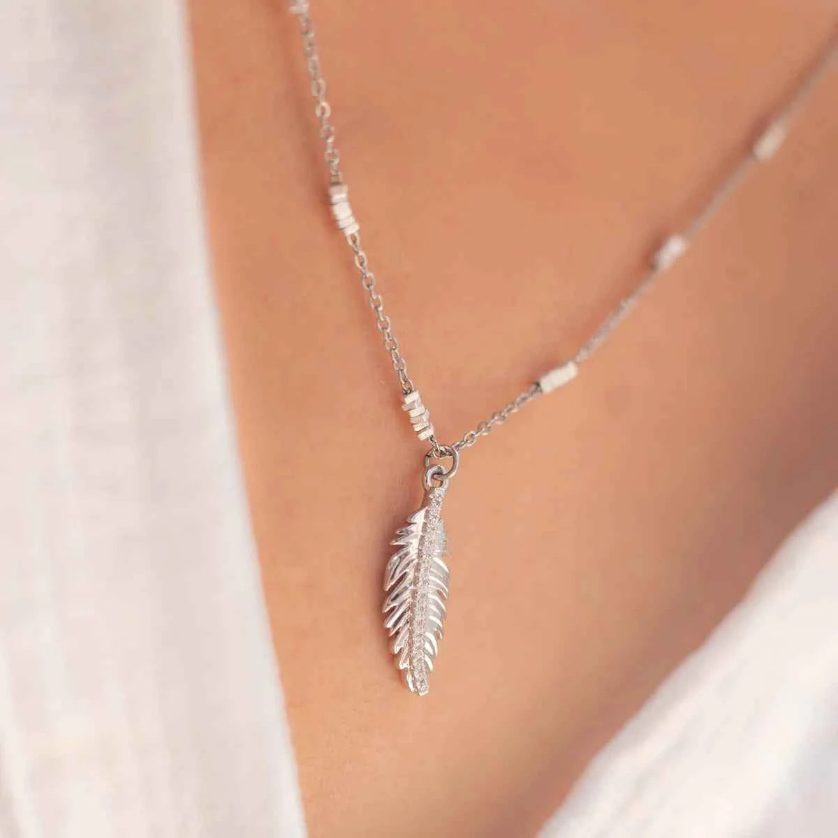 Feathers of Freedom Necklace Silver