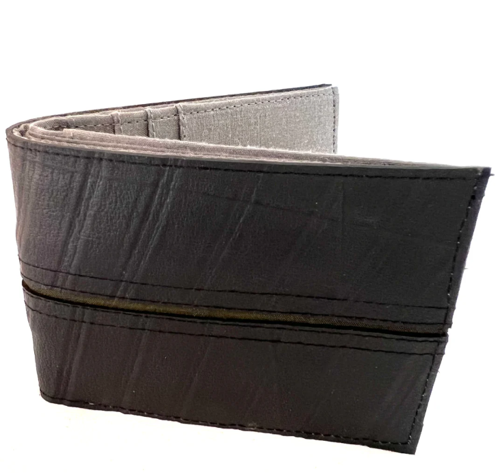 Black and gray wallet on a white background