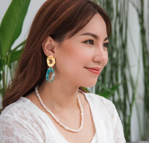 Desert Flower Drop Earrings Water